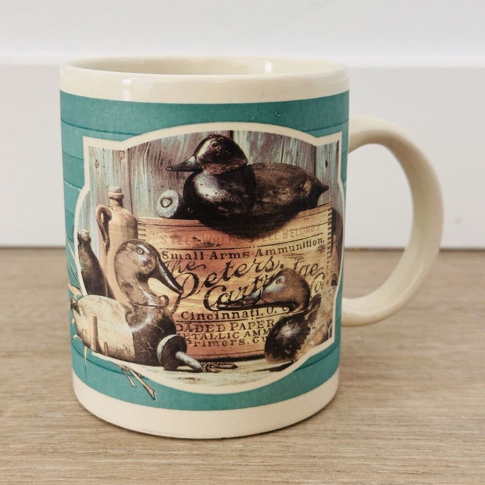 Vintage Otagiri Mallard Duck Decoy Scene Coffee Mug Cup Ammunition Hunting